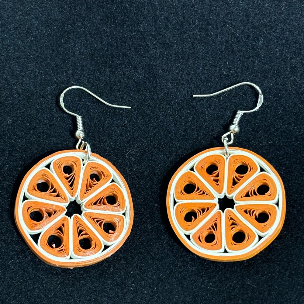 Orange Slice  Paper Quilled Earrings/  Handmade